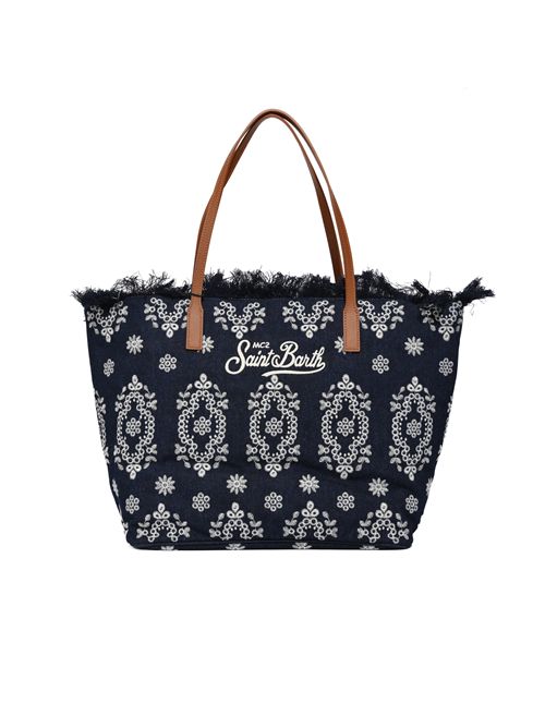 Borsa City regular in tessuto denim di cotone con ricamo sangallo e frange Mc2 Saint Barth | CBF000101773L